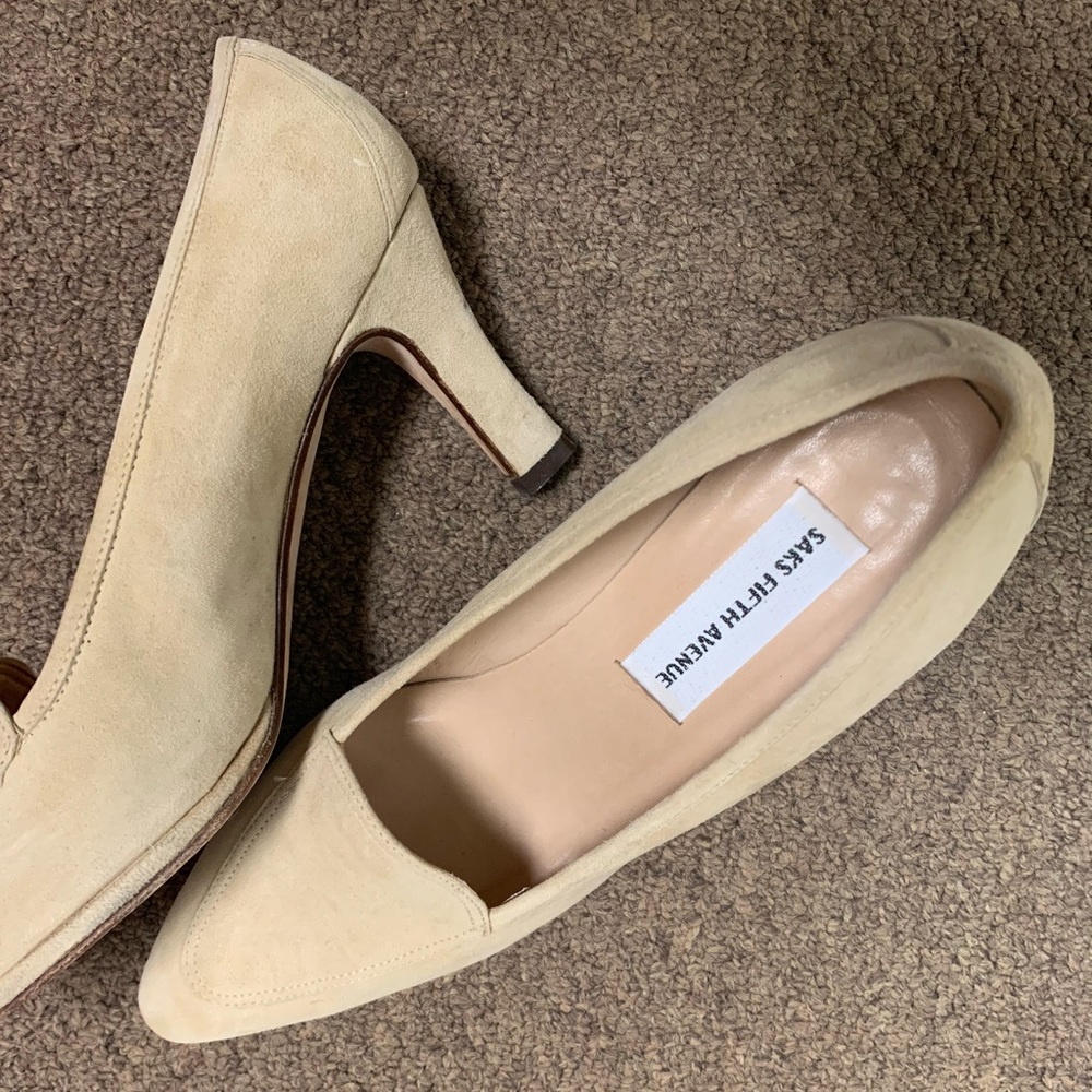 Saks Fifth Ave suede heels